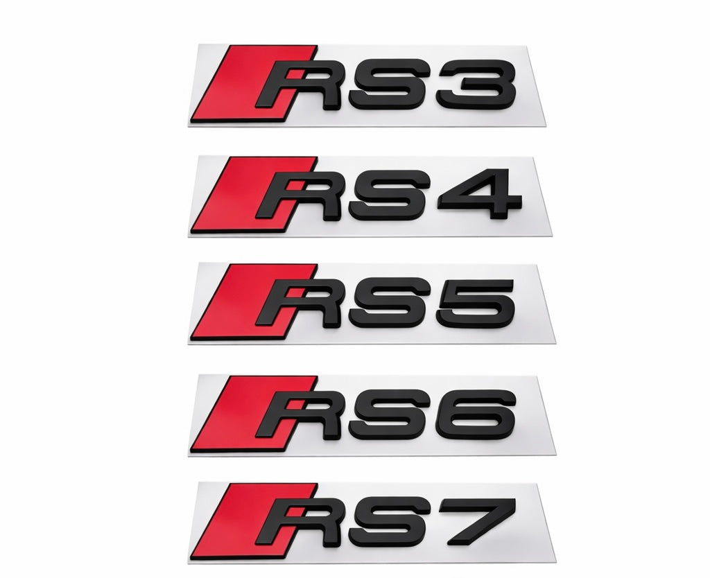Audi RS Emblem Badge – RS3 / RS4 / RS5 / RS6 / RS7 /  (Gloss Black)