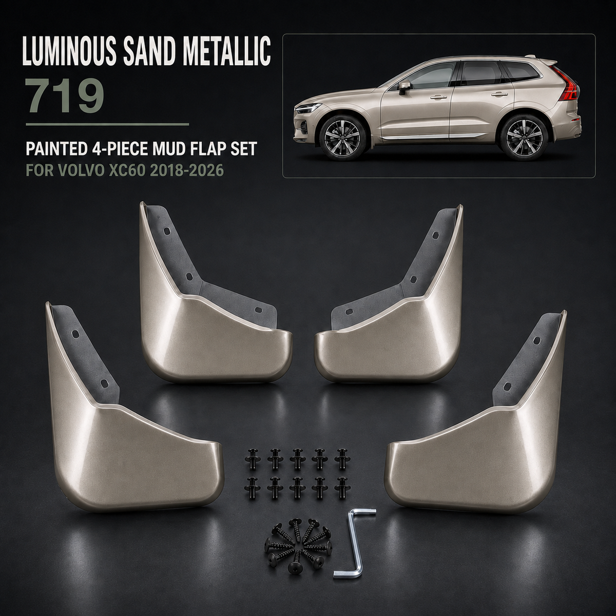 Painted Mudflaps 4-Piece Set for Volvo XC60 2018–2026