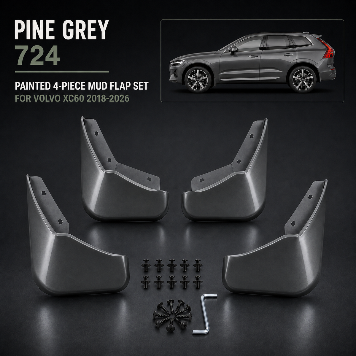 Painted Mudflaps 4-Piece Set for Volvo XC60 2018–2026