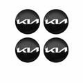 KIA Wheel Center Caps – Black with White Logo (4PC)