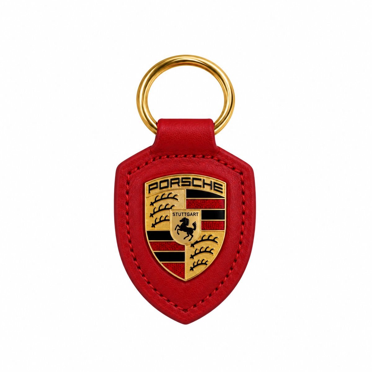 Porsche Crest Vegan Leather Keychain