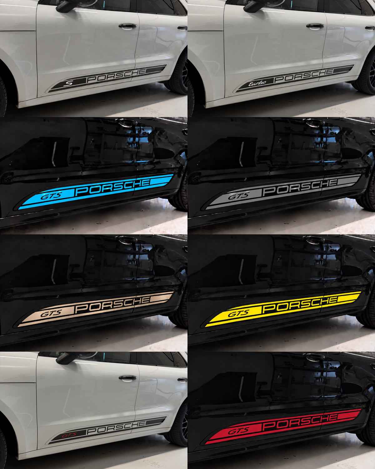 Porsche Macan 14-21 side blade decals - Multiple colors. Choose GTS, Turbo, S, PORSCHE - 2-piece set