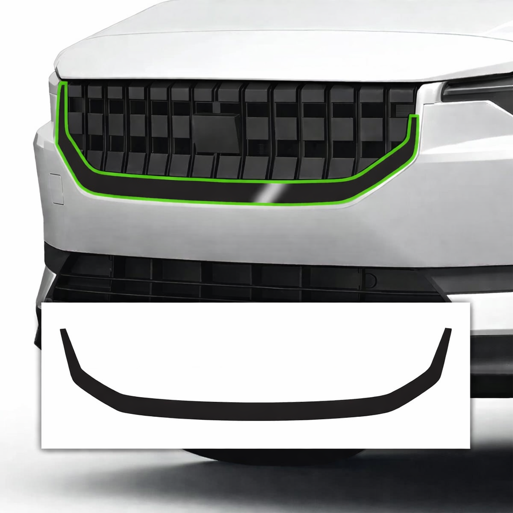 Polestar 2 glossyblack chromedelete kit – PreCut front grille & rear reflector surrounds (3-piece set)
