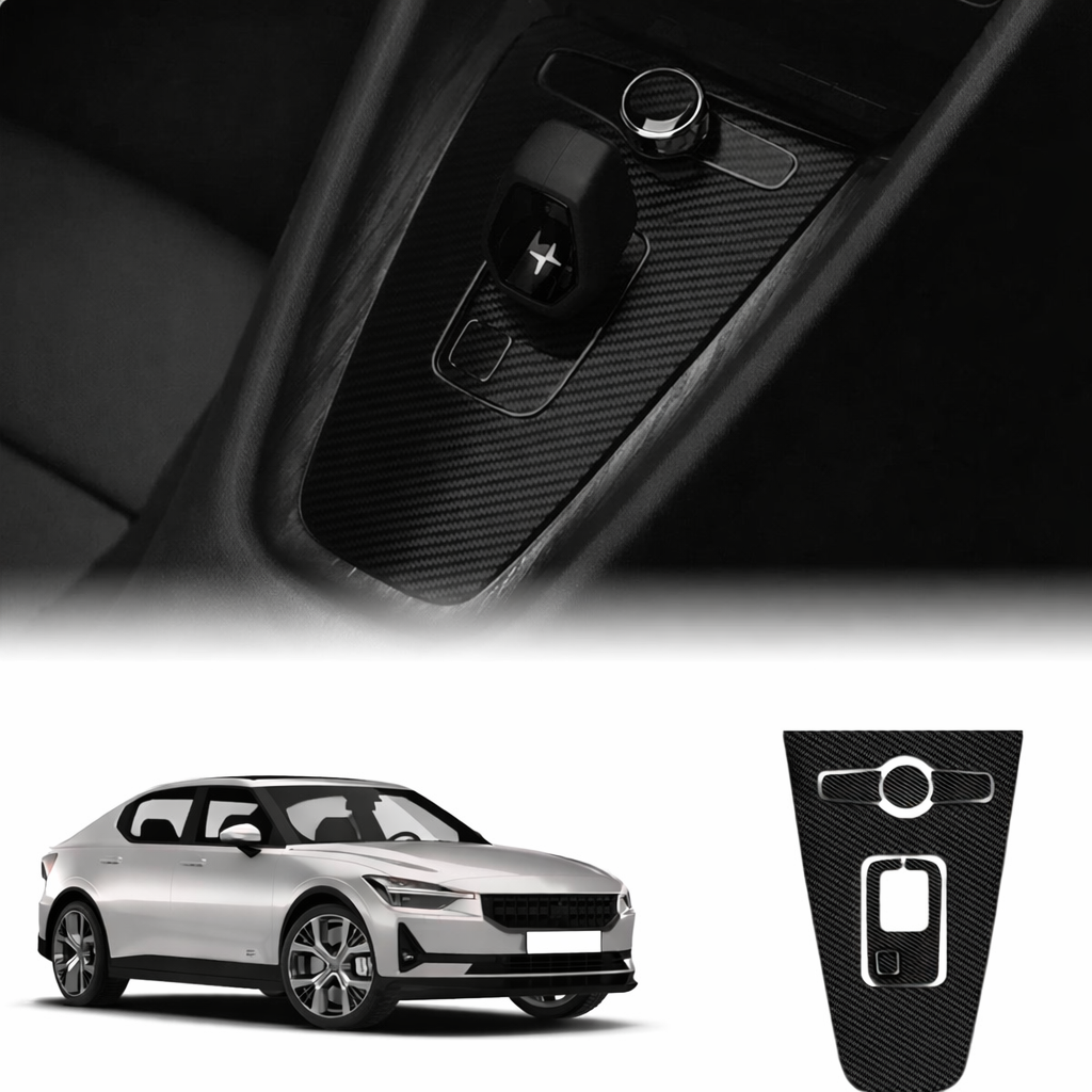 Polestar 2 Center Console Precut Vinyl Wrap - Wood/Brushed steel/Carbon fibre