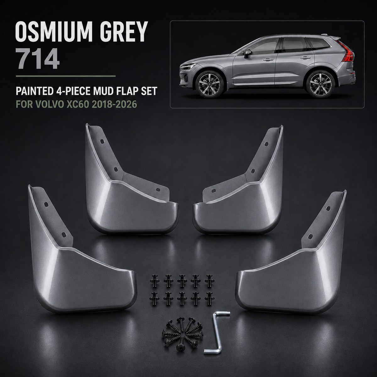 Painted Mudflaps 4-Piece Set for Volvo XC60 2018–2026