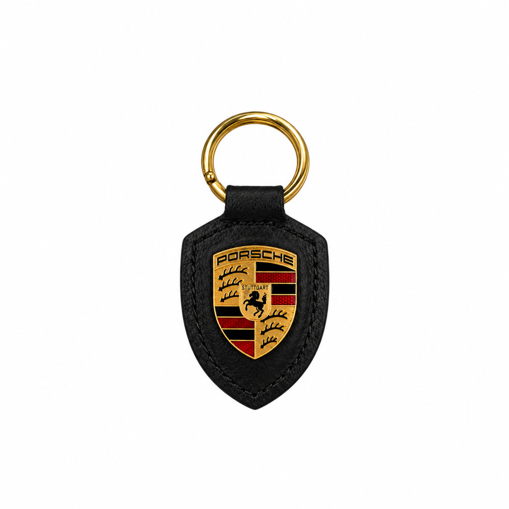 Porsche Crest Vegan Leather Keychain
