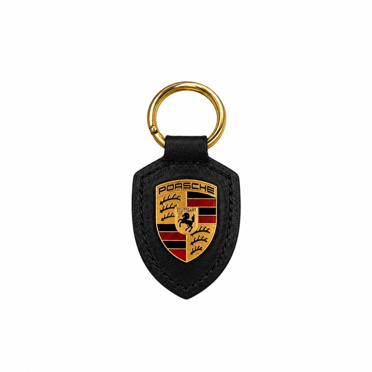Porsche Crest Vegan Leather Keychain