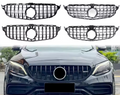 Mercedes GT Grille AMG Look Panamericana for C-Class W205 2019–2021 Facelift with & without camera (All Black/Chrome)