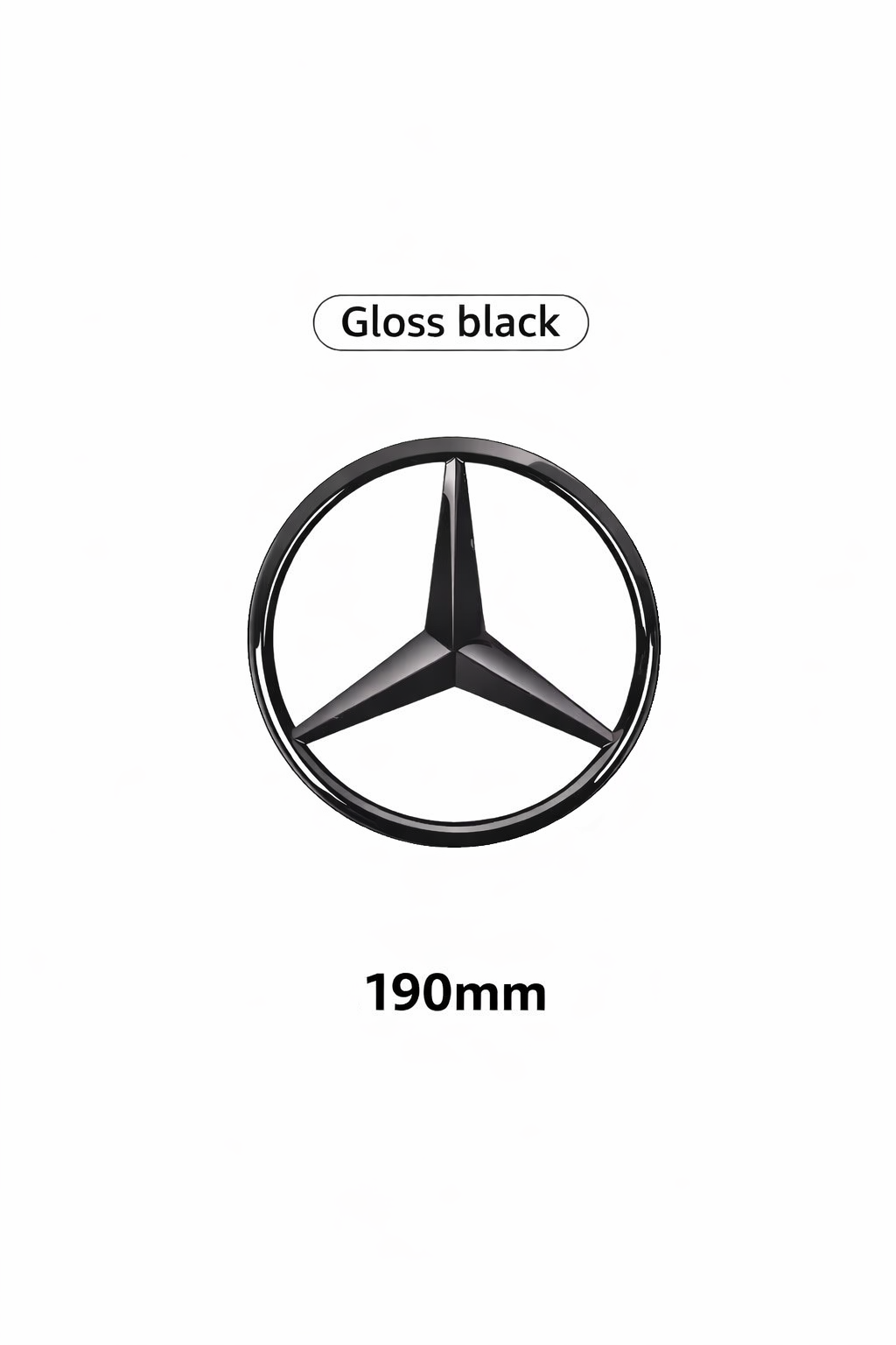 Mercedes Gloss Black Front Star Emblem  – 190mm