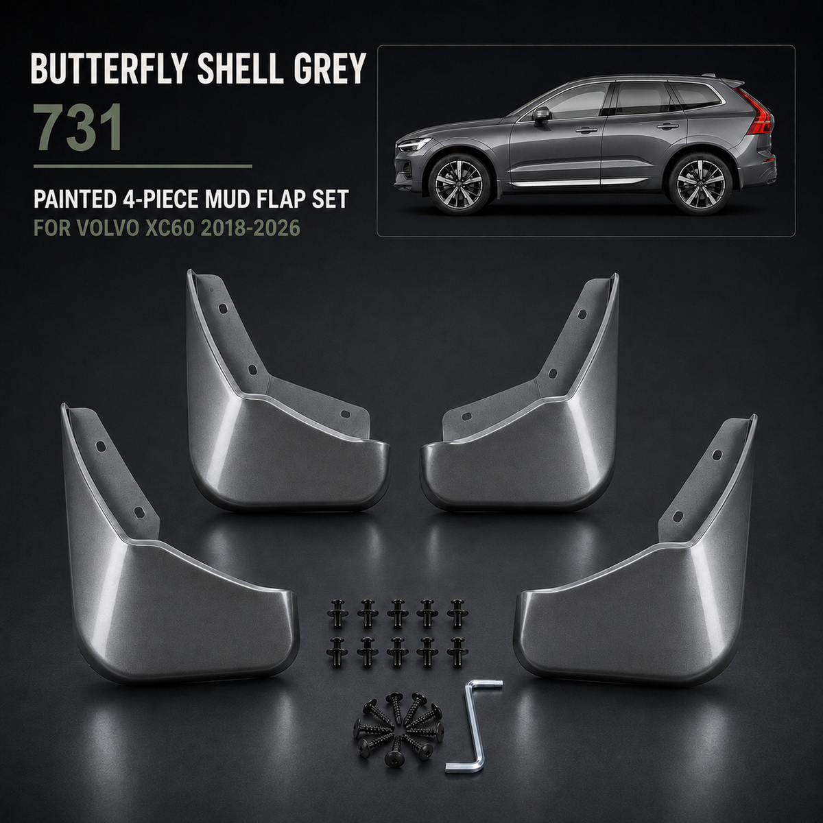 Painted Mudflaps 4-Piece Set for Volvo XC60 2018–2026