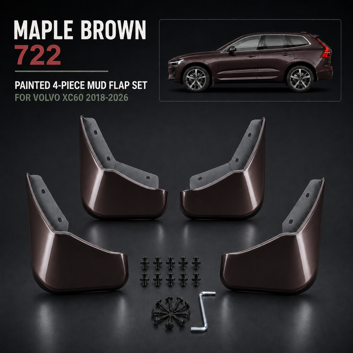 Painted Mudflaps 4-Piece Set for Volvo XC60 2018–2026