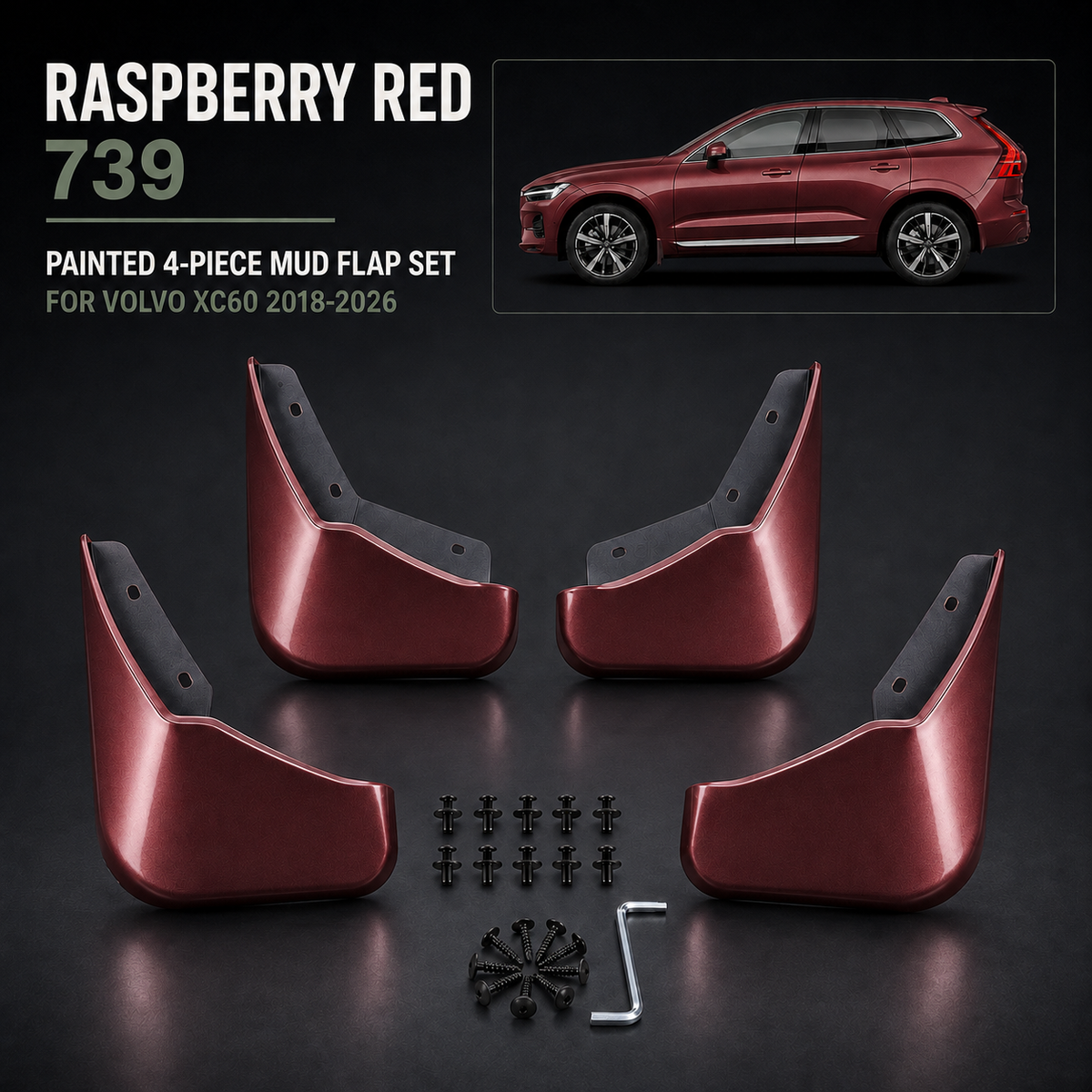 Painted Mudflaps 4-Piece Set for Volvo XC60 2018–2026