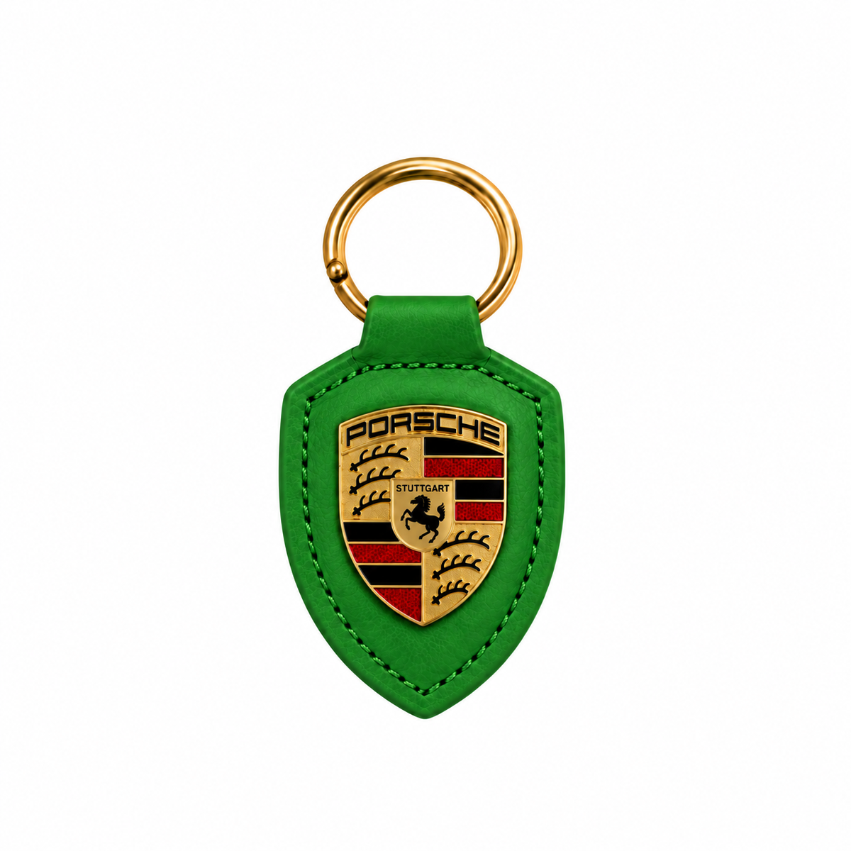 Porsche Crest Vegan Leather Keychain