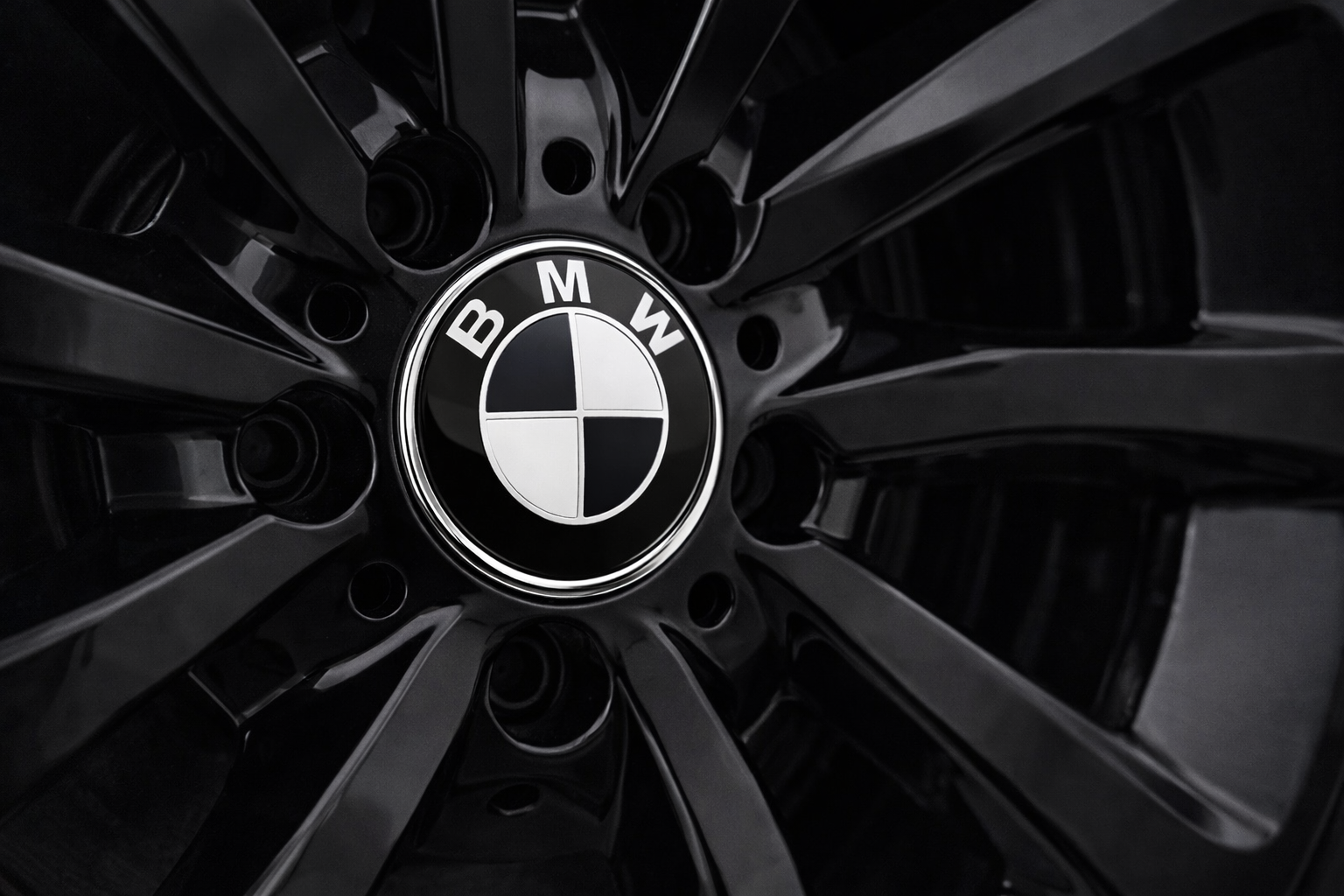 BMW Black & White Wheel Center Caps – 4-Pack