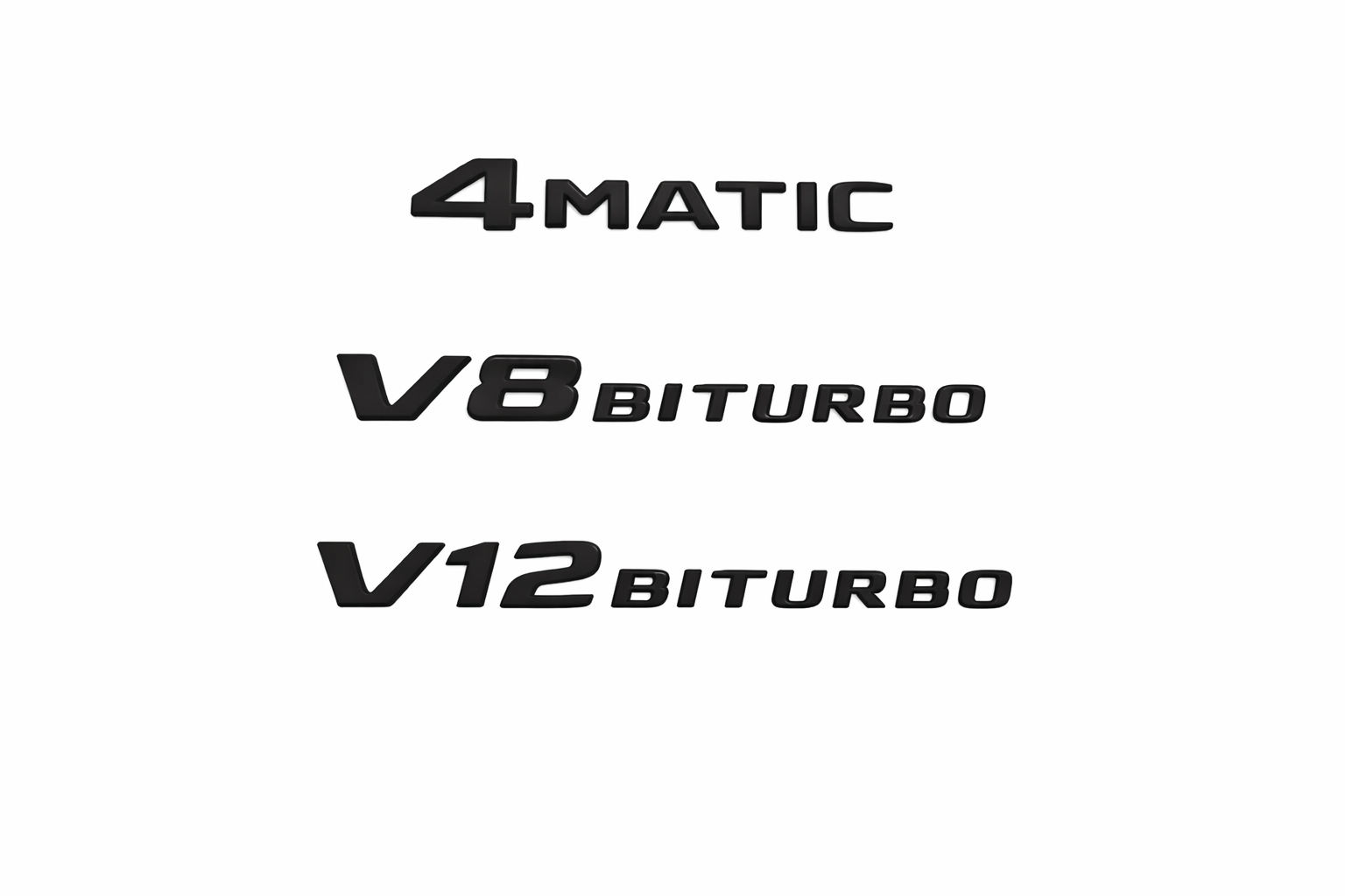 Mercedes Black Trunk Badges – 4MATIC / V8 BITURBO / V12 BITURBO Emblems