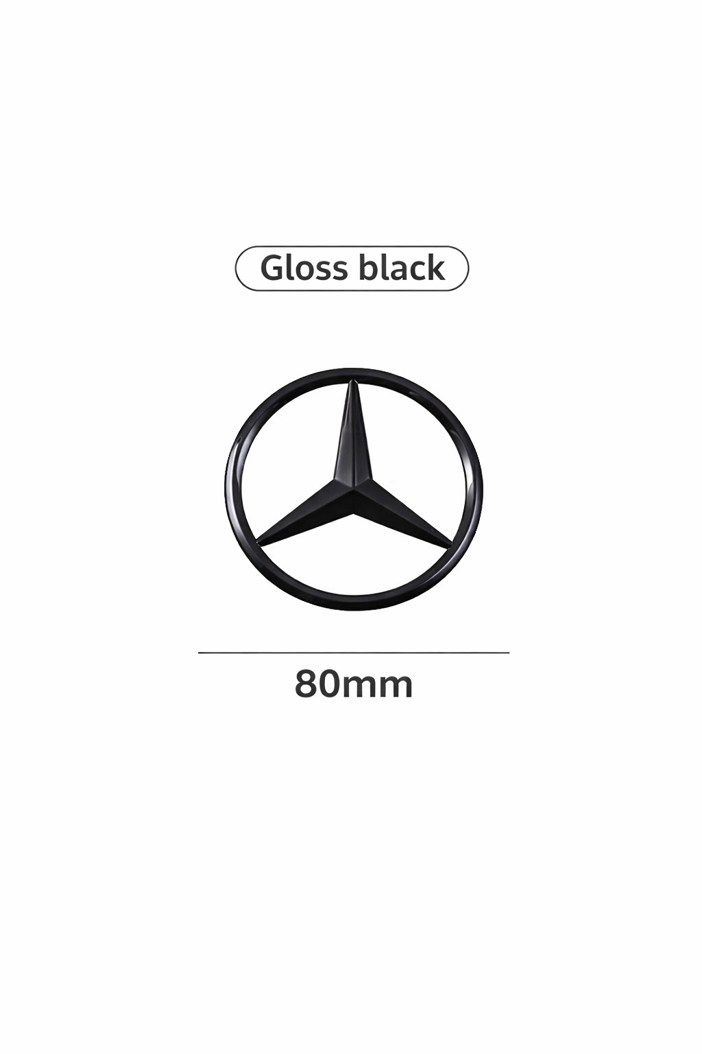 Mercedes Gloss Black Star Emblem Badge – 80mm