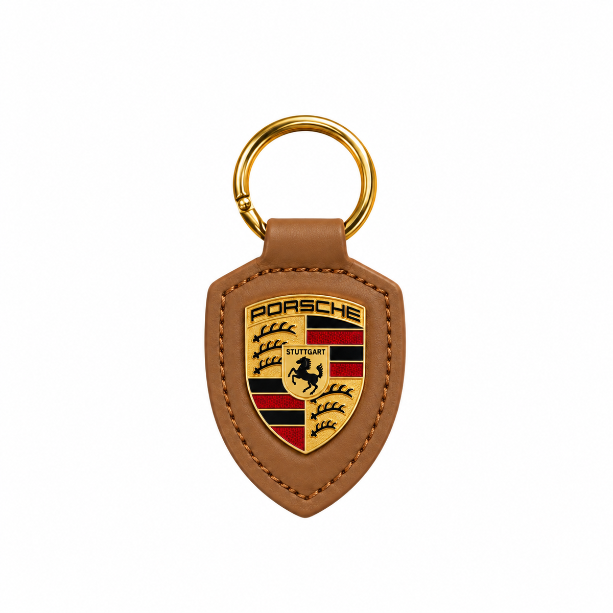 Porsche Crest Vegan Leather Keychain