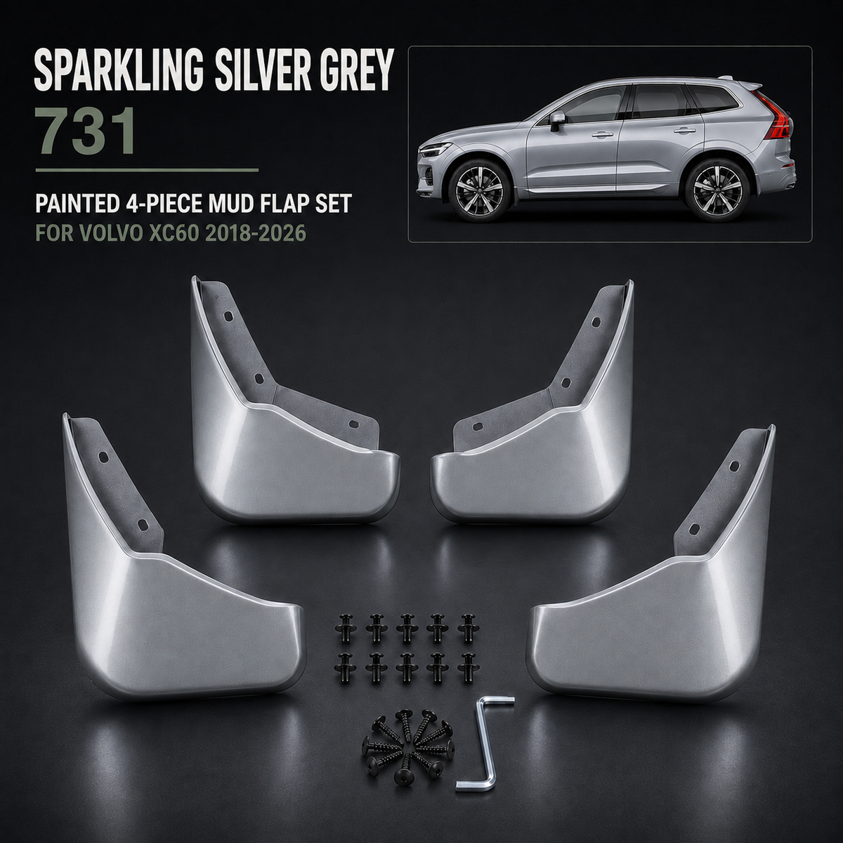 Painted Mudflaps 4-Piece Set for Volvo XC60 2018–2026