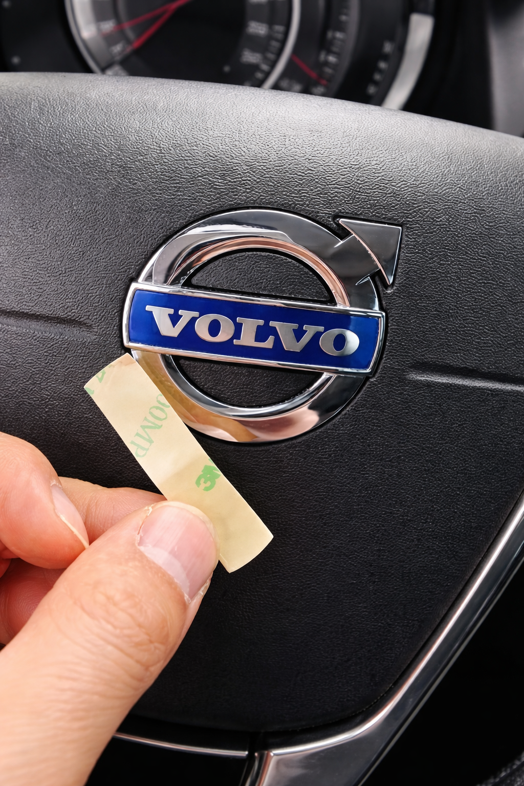 Volvo Steering Wheel Emblem (black)