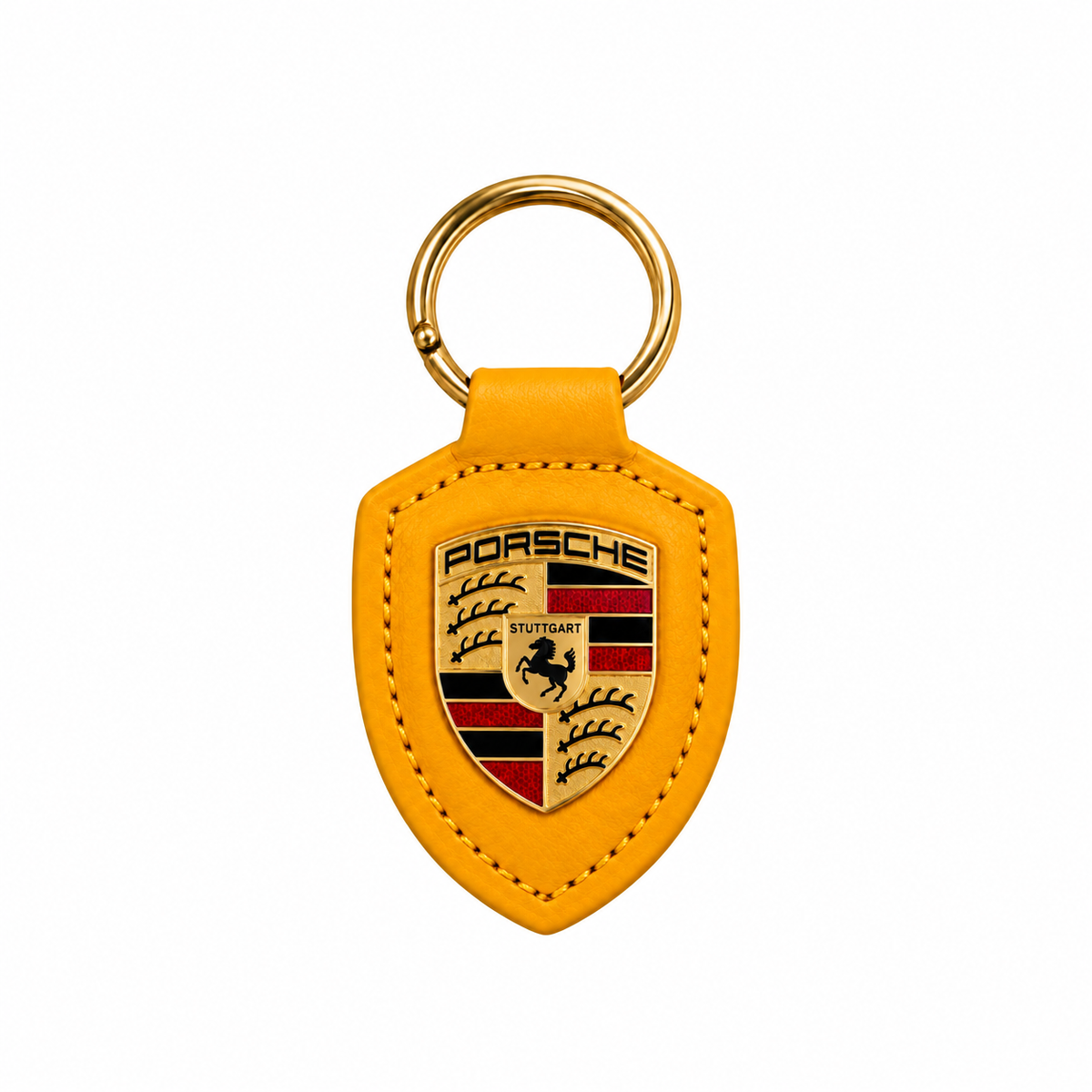 Porsche Crest Vegan Leather Keychain