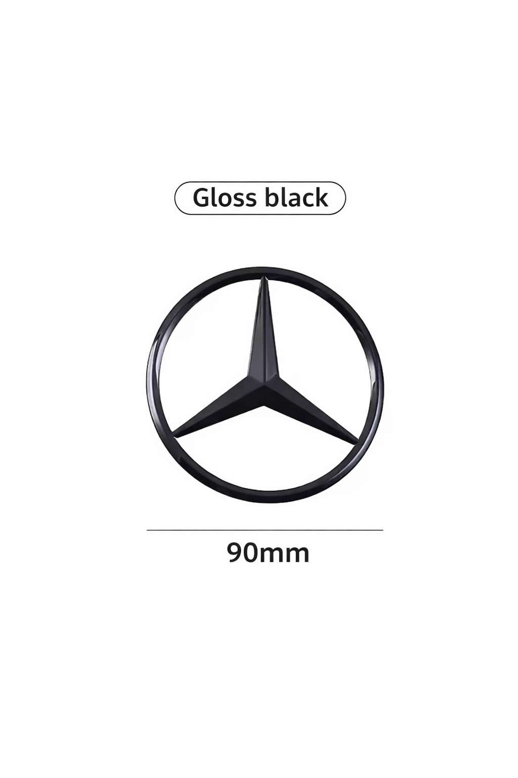 Mercedes Gloss Black  Star Emblem Badge – 90mm