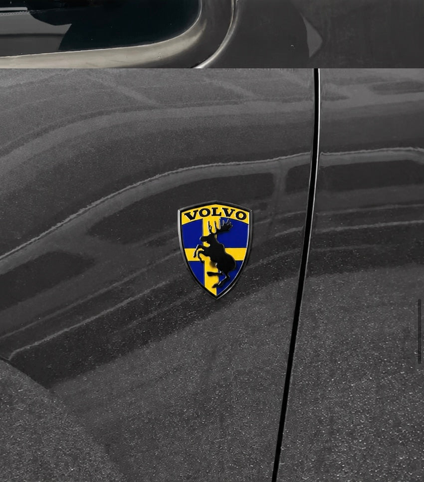 Volvo Prancing Moose Emblem - Swedish Flag Design - Grill/Trunk/Fender