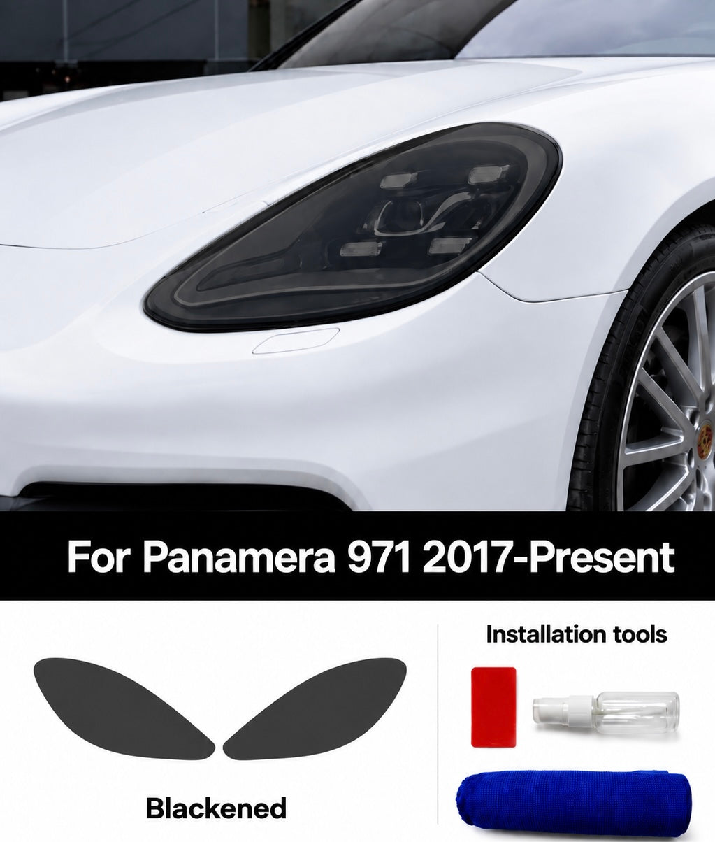 Smoked Black Headlight Protection & Styling Film for Porsche Panamera 971 2017–Present