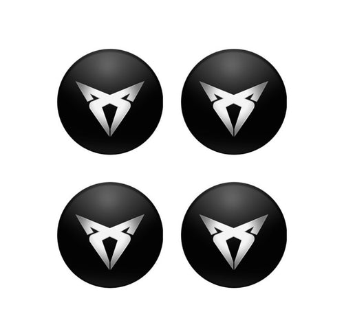 Black/Silver Cupra Wheel Center Caps – 4 Pack