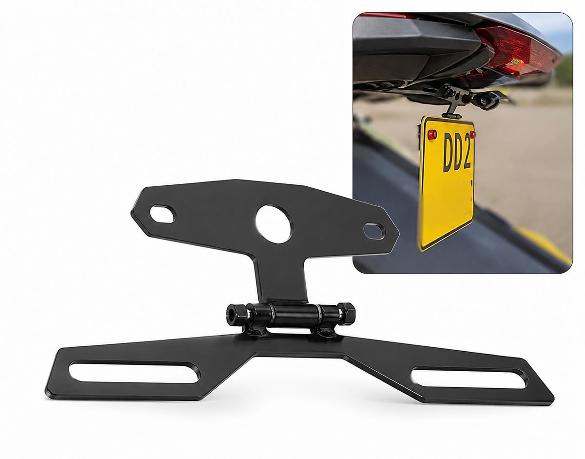 Universal Adjustable Folding Motorcycle License Plate Bracket – Black