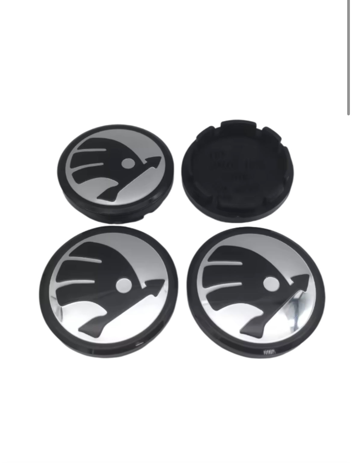 Skoda Wheel Center Caps 56mm – Black/Silver ( 4 Pack )