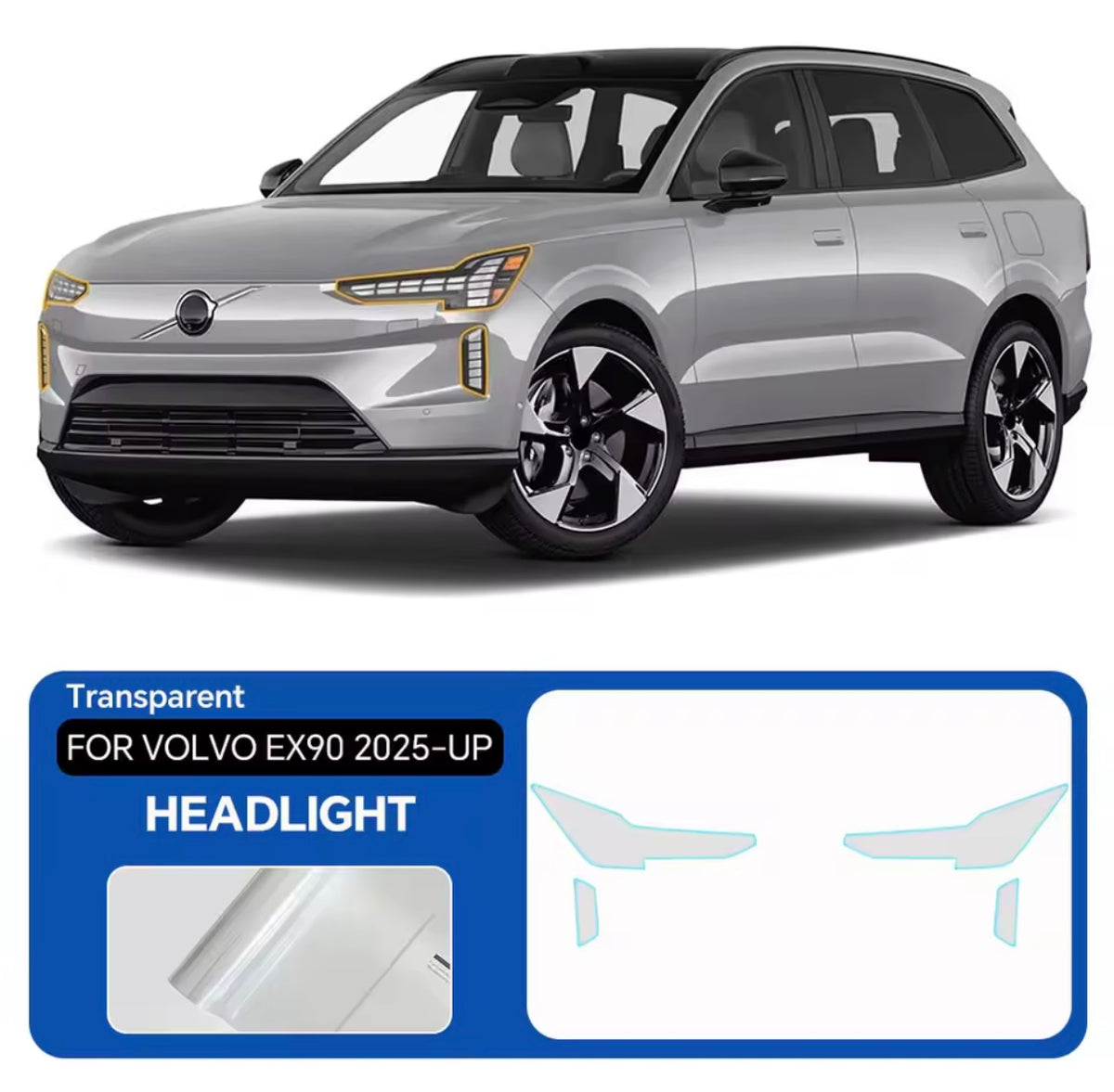 Pre-Cut Clear Headlight Protection Film for Volvo EX90 (2025–Present)