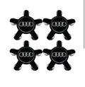 Audi Wheel Center Caps 135mm – Black with Chrome Logo (4 Pack)