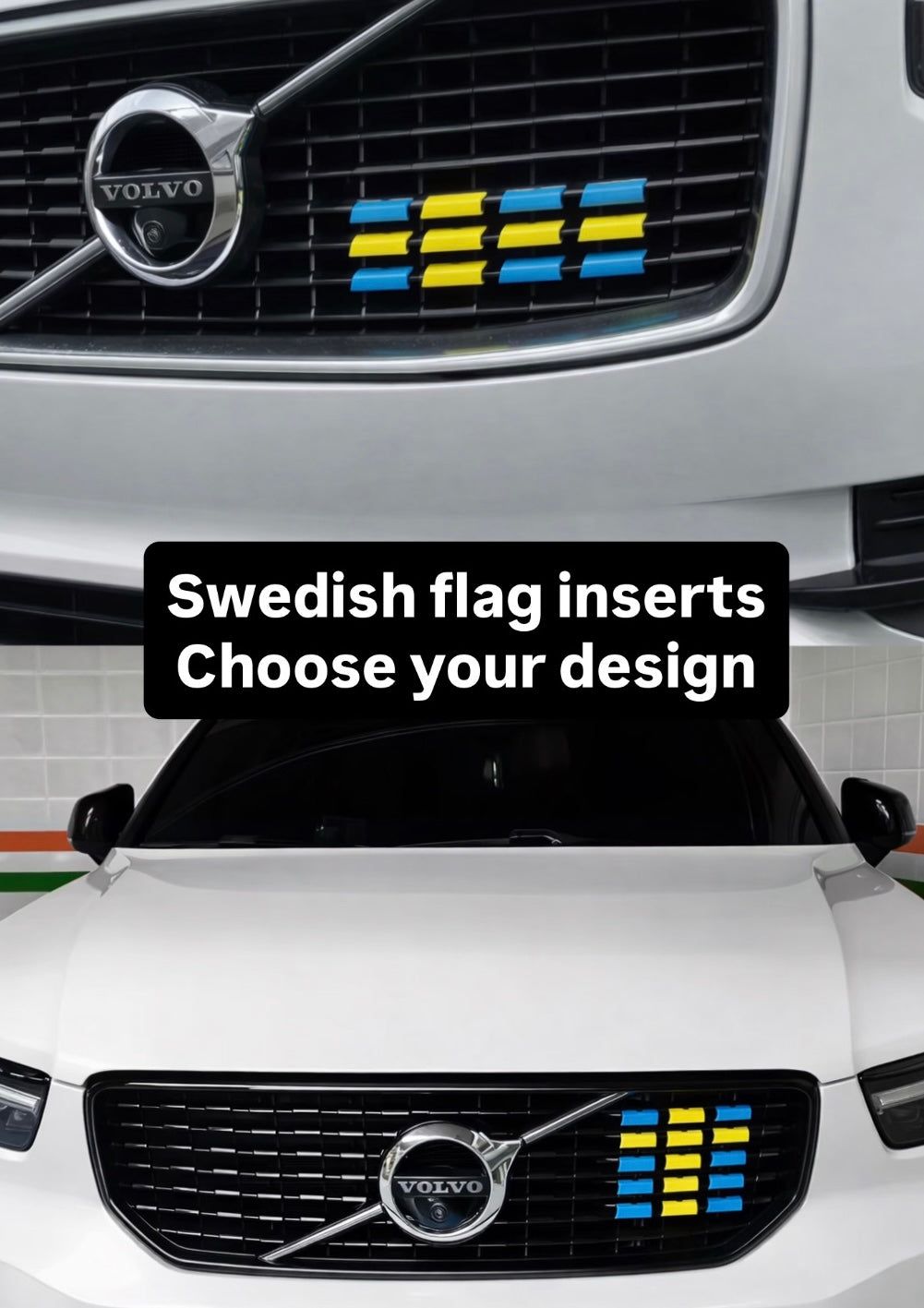 Volvo R-Design Grille Inserts – Swedish Flag Style Trim Clips (Multiple Set Options)