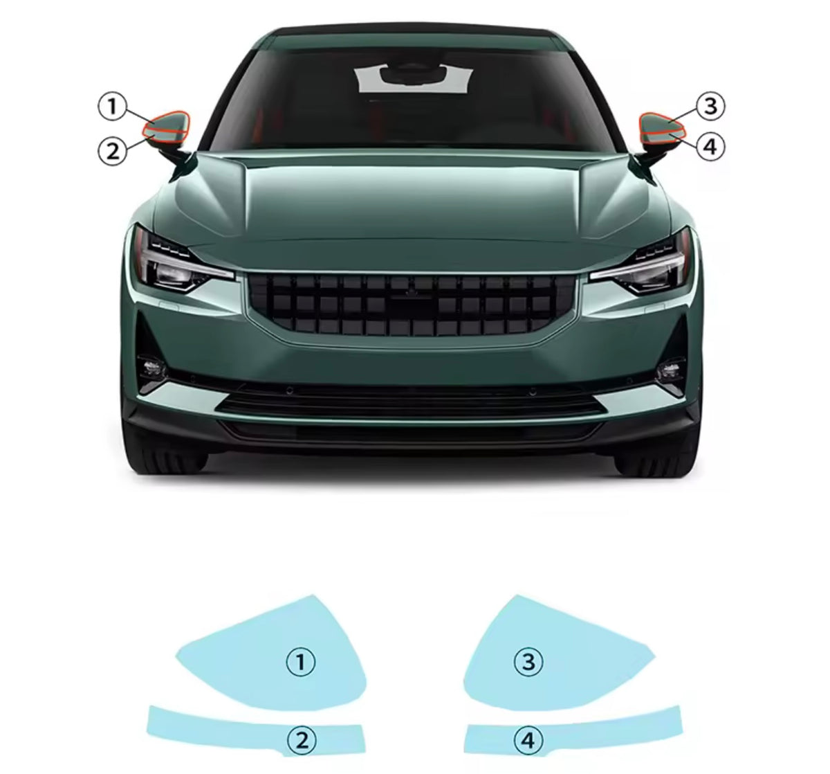 Pre-Cut Side Mirror Protection Film for Polestar 2
