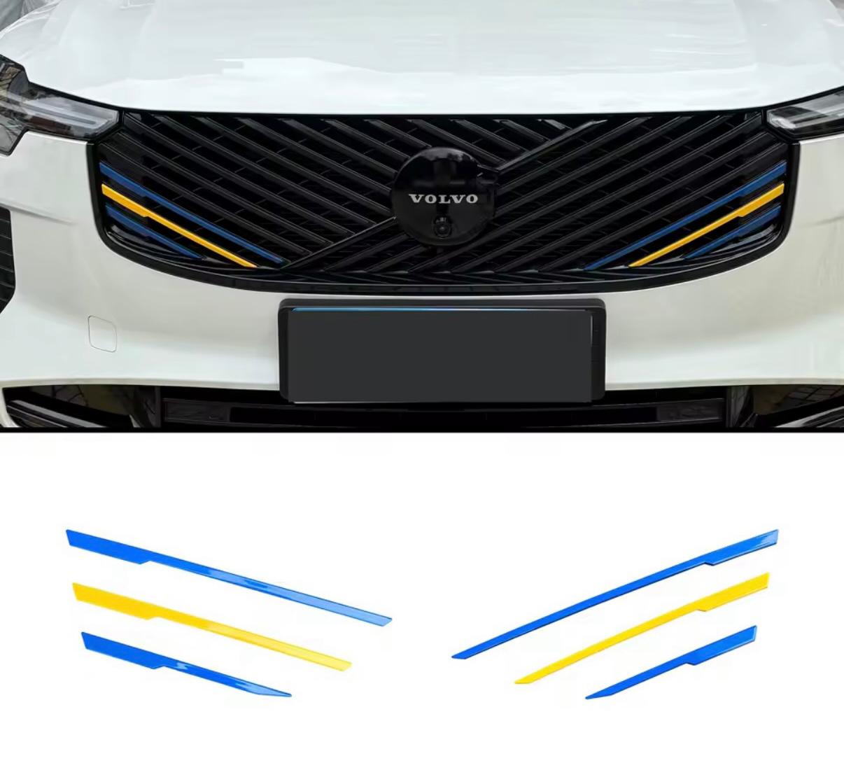Swedish Flag Grille Trim for Volvo – Blue & Yellow Accent Strips (New grill type) XC90, XC60, S90