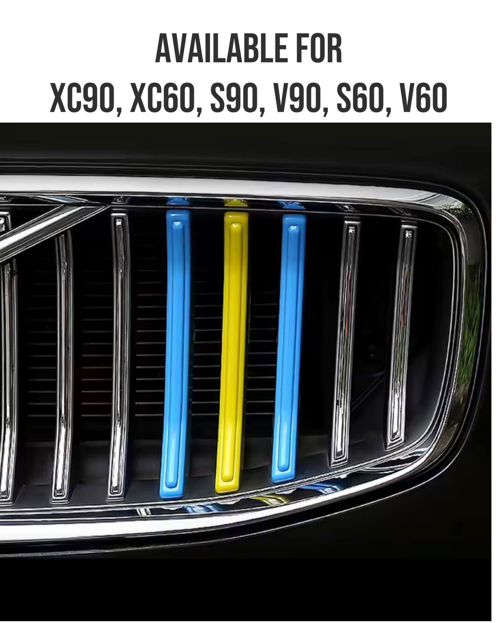 Swedish Flag Grille Trim for Volvo – Blue & Yellow Accent Strips - Several models XC90 XC60 S90 V90 V60 S60