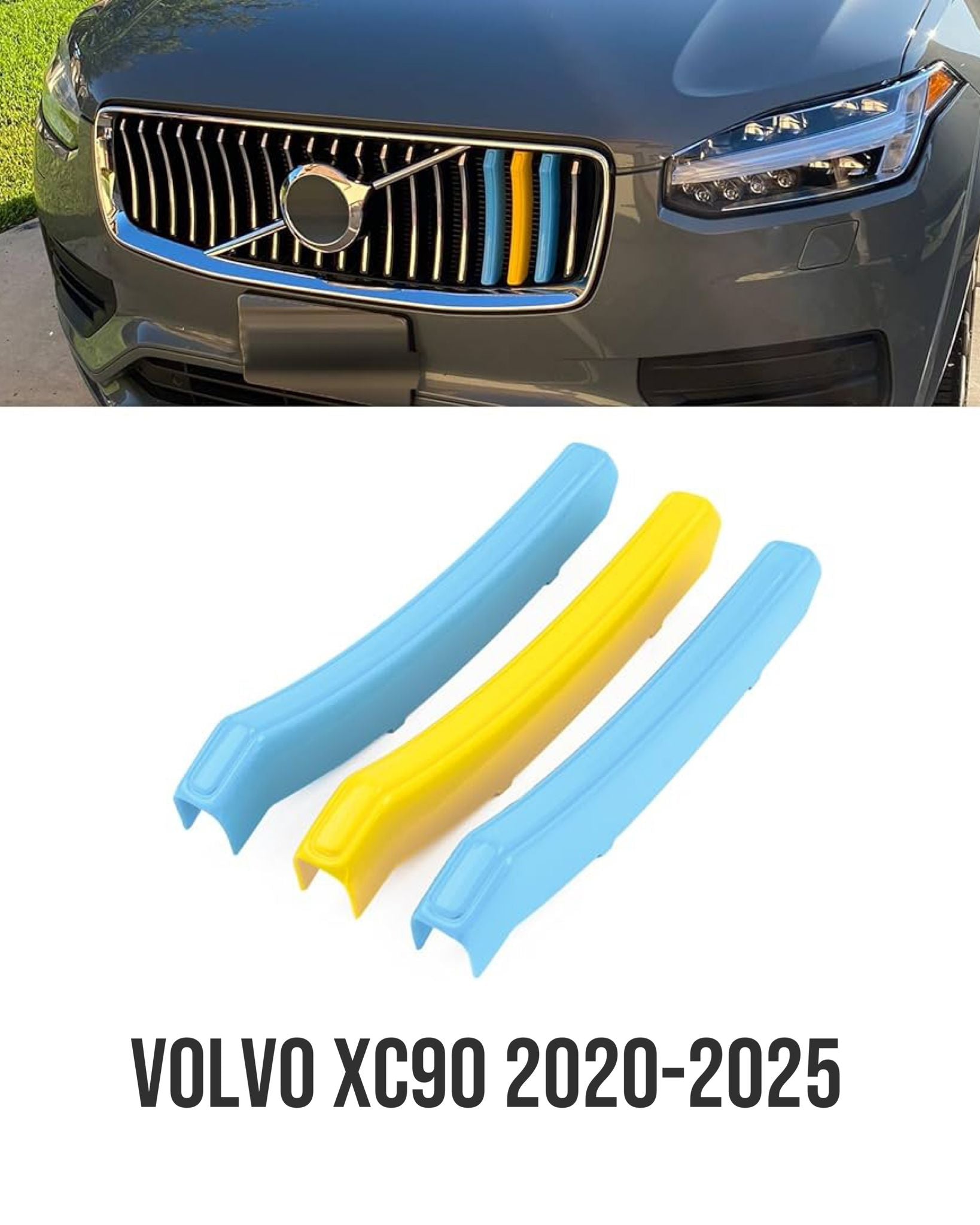 Swedish Flag Grille Trim for Volvo – Blue & Yellow Accent Strips - Several models XC90 XC60 S90 V90 V60 S60