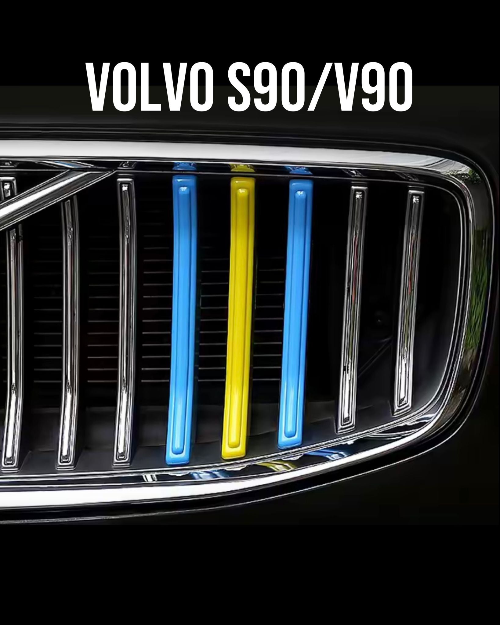 Swedish Flag Grille Trim for Volvo – Blue & Yellow Accent Strips - Several models XC90 XC60 S90 V90 V60 S60