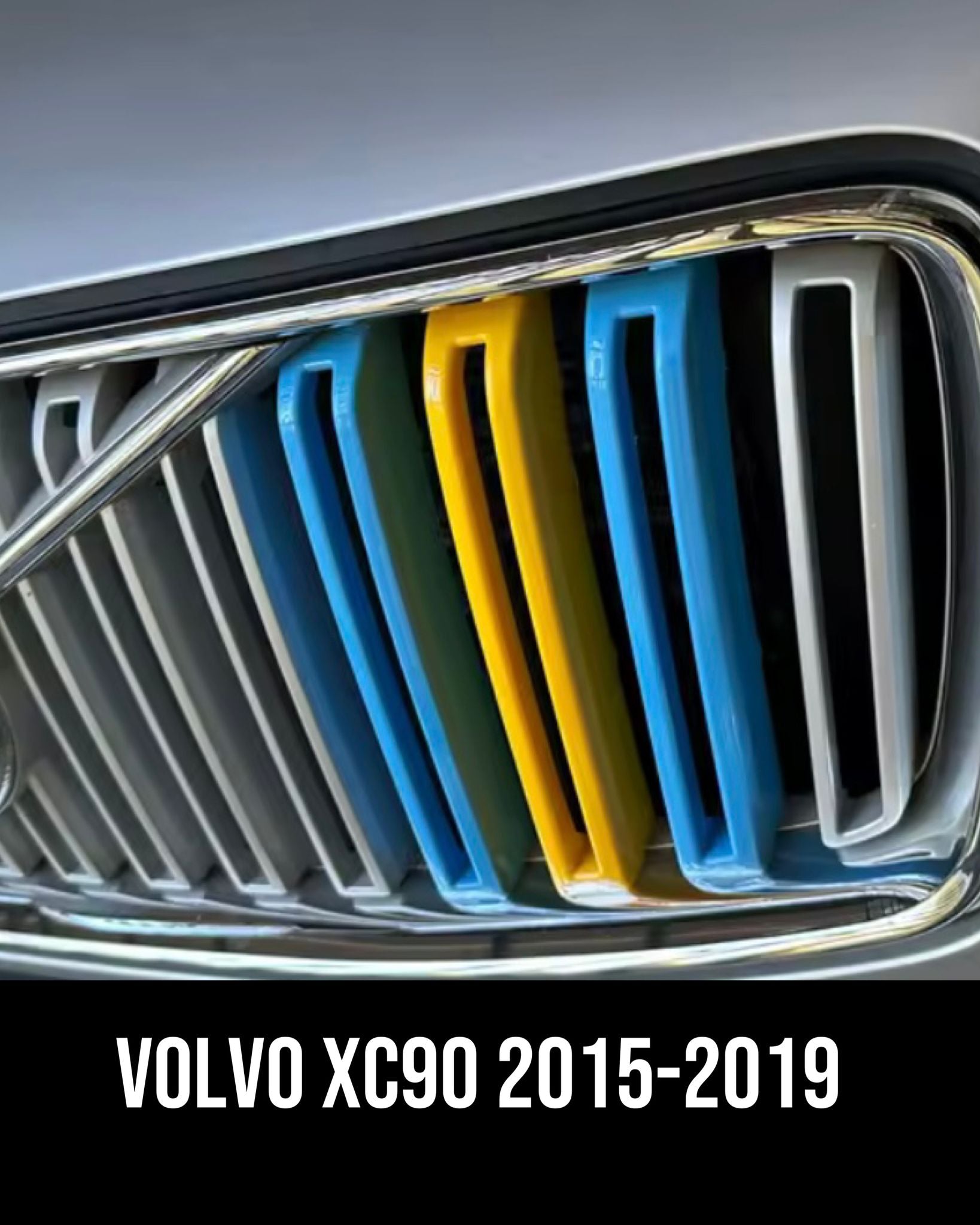 Swedish Flag Grille Trim for Volvo – Blue & Yellow Accent Strips - Several models XC90 XC60 S90 V90 V60 S60