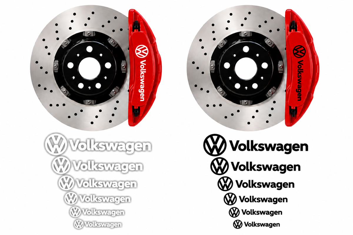 Volkswagen Brake Caliper Decal Set – Multiple Sizes – Black or White ( 6 PCS )
