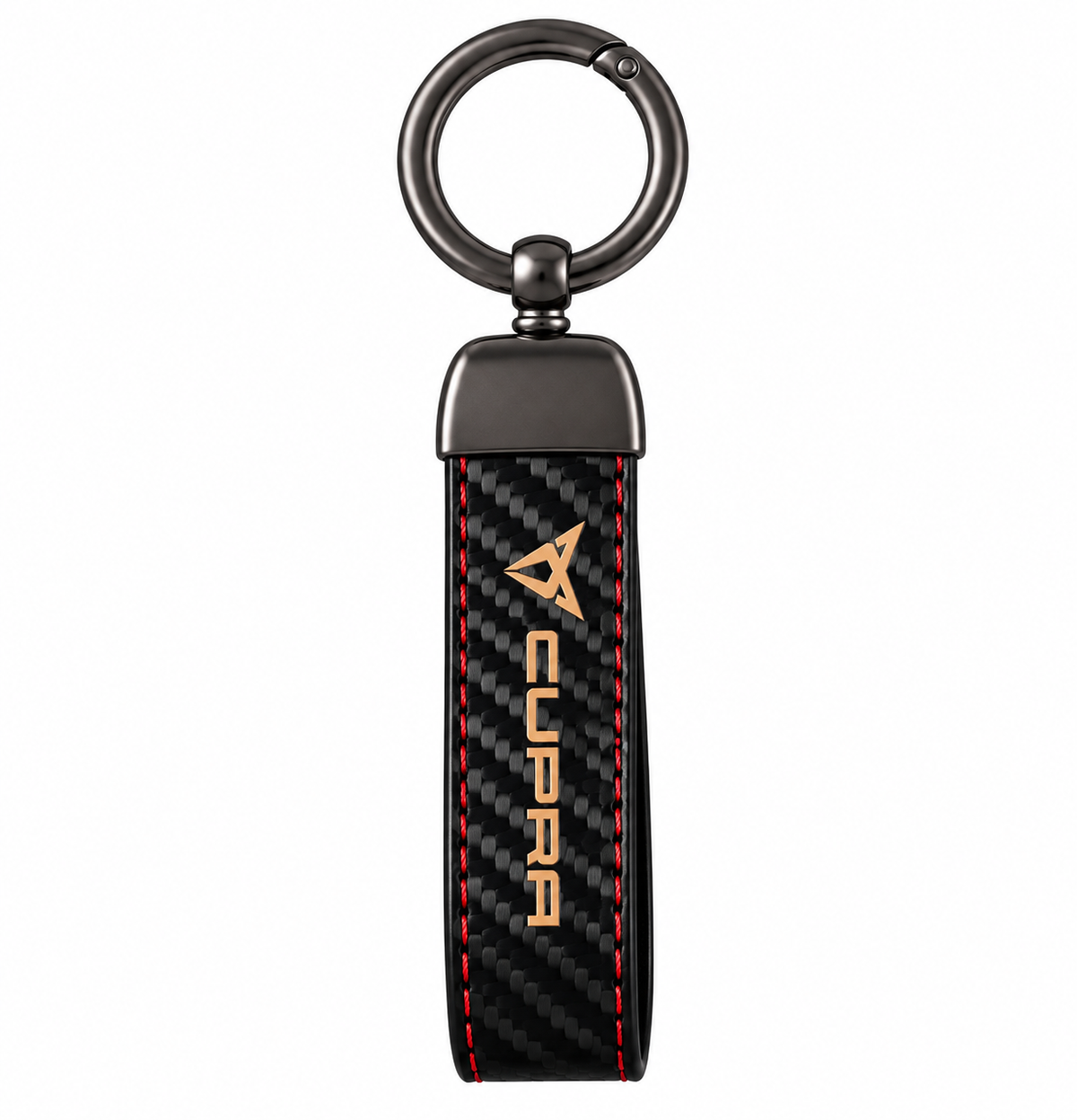 CUPRA ”Carbon Fiber ”Style Keychain – Black with Red Stitching