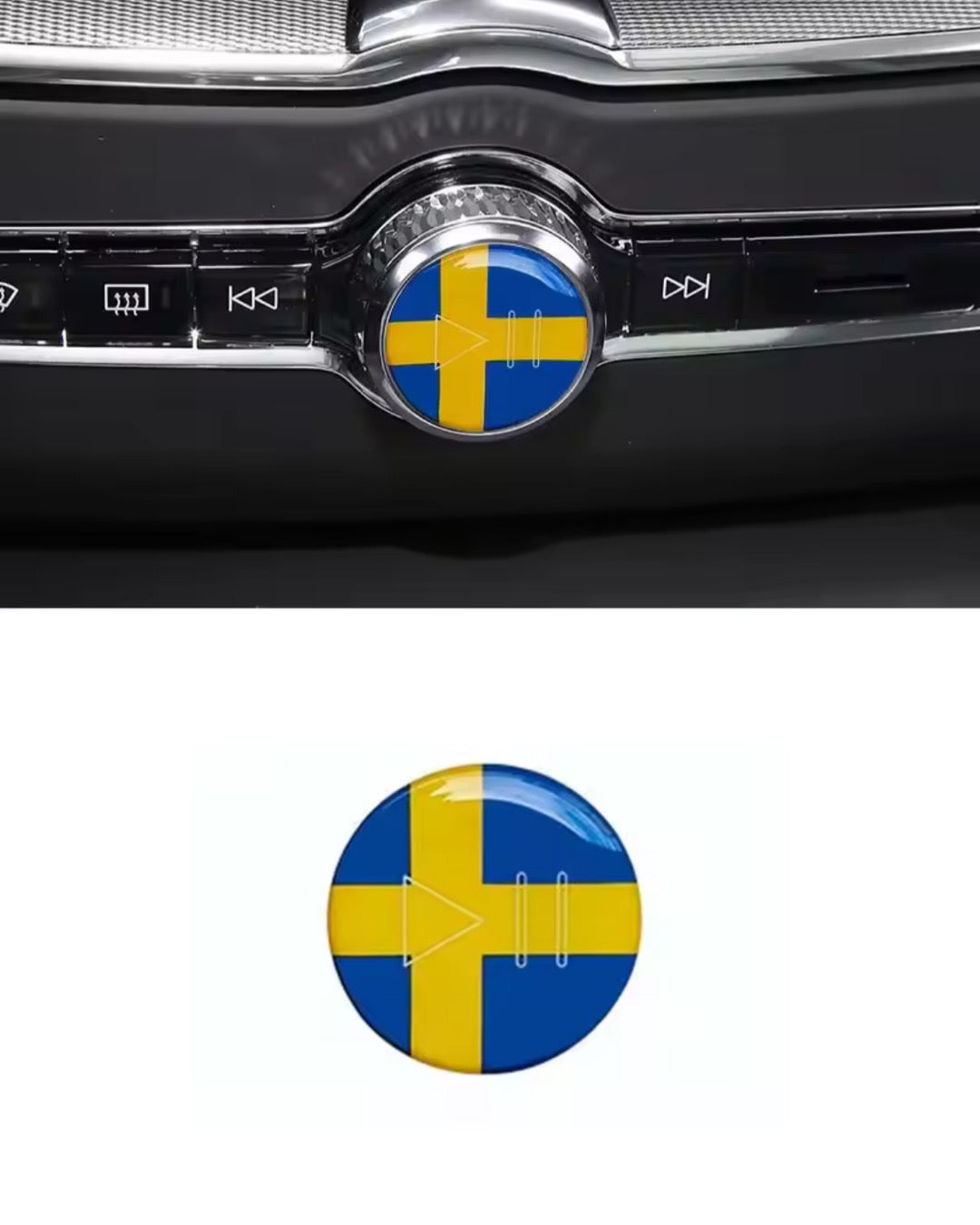 Swedish flag epoxy/gel decal for the radio button - Polestar/Volvo