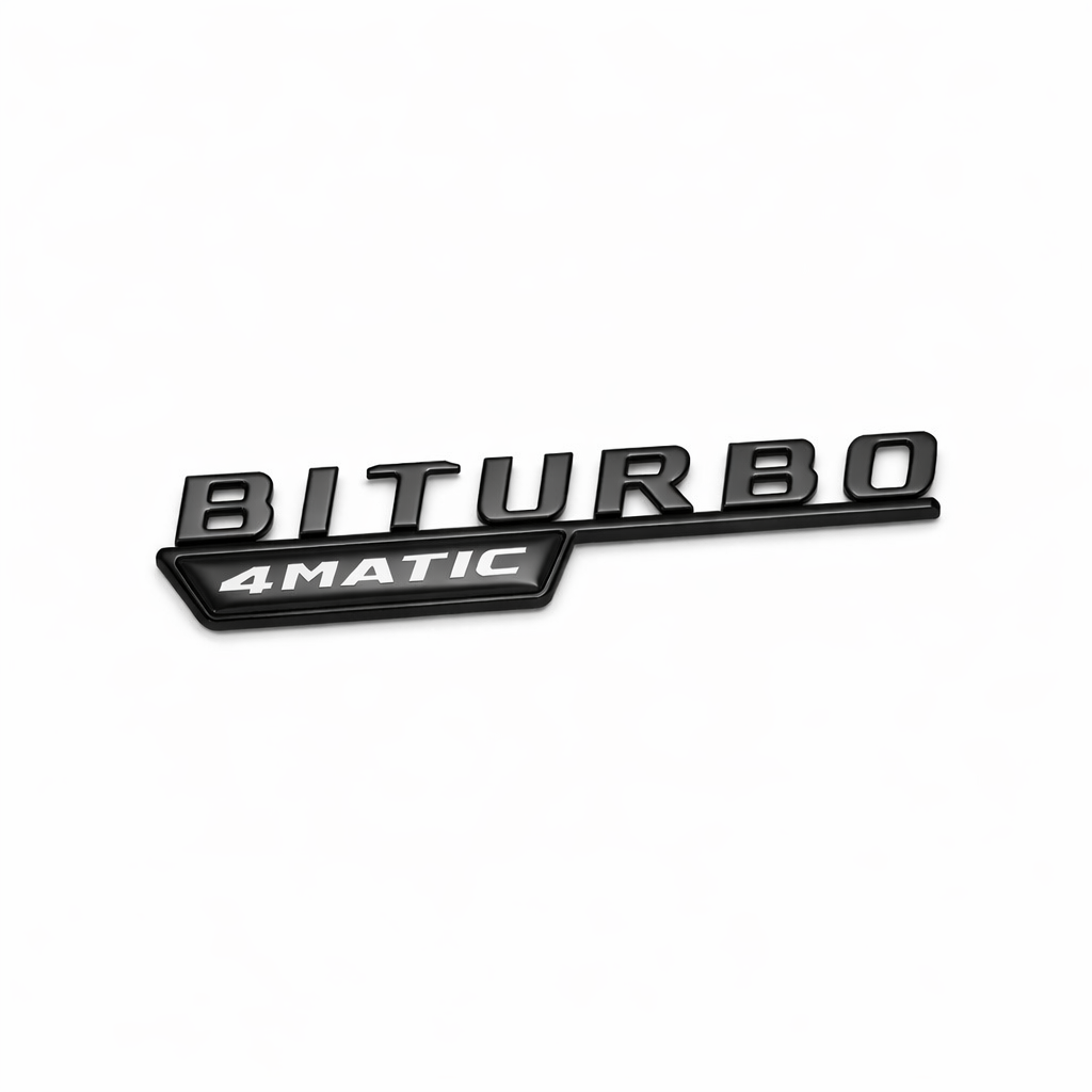 Black BITURBO 4MATIC Fender Emblems – Left & Right Set