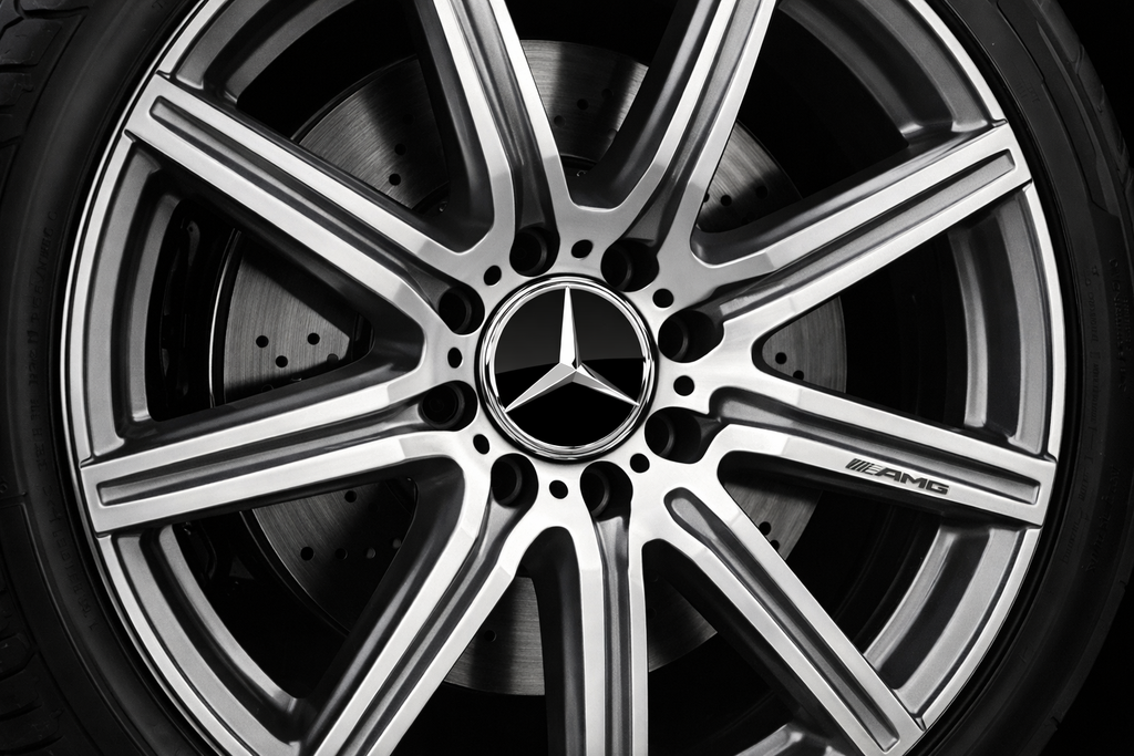 Mercedes-Benz 75mm Black & Silver Wheel Center Caps – 4 Pack