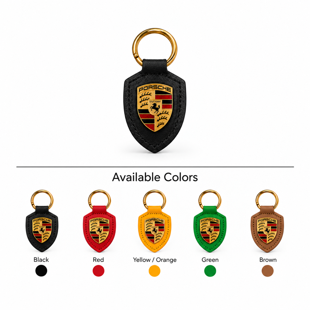 Porsche Crest Vegan Leather Keychain
