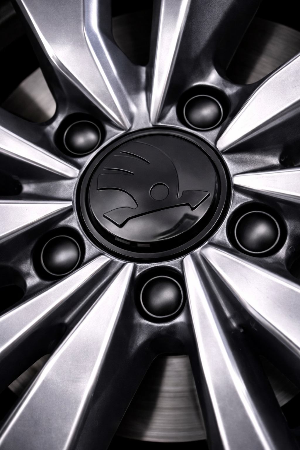 Skoda Wheel Center Caps 56mm All Black Hub Caps (4 Pack)