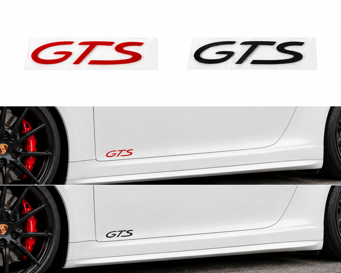 Porsche GTS Side Door Decal Stickers – GlossBlack/Red