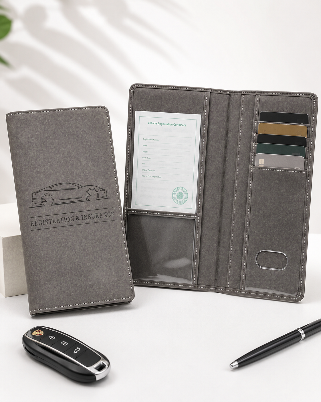 Car Registration & Insurance Document Holder – Vehicle Organizer Wallet