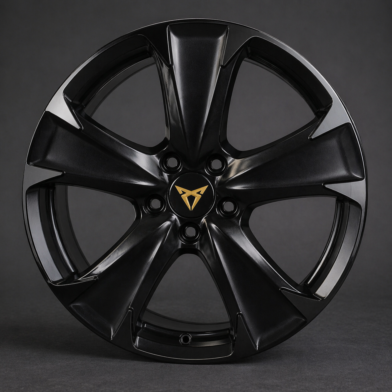 Black/Gold Cupra Wheel Center Caps – 4 Pack