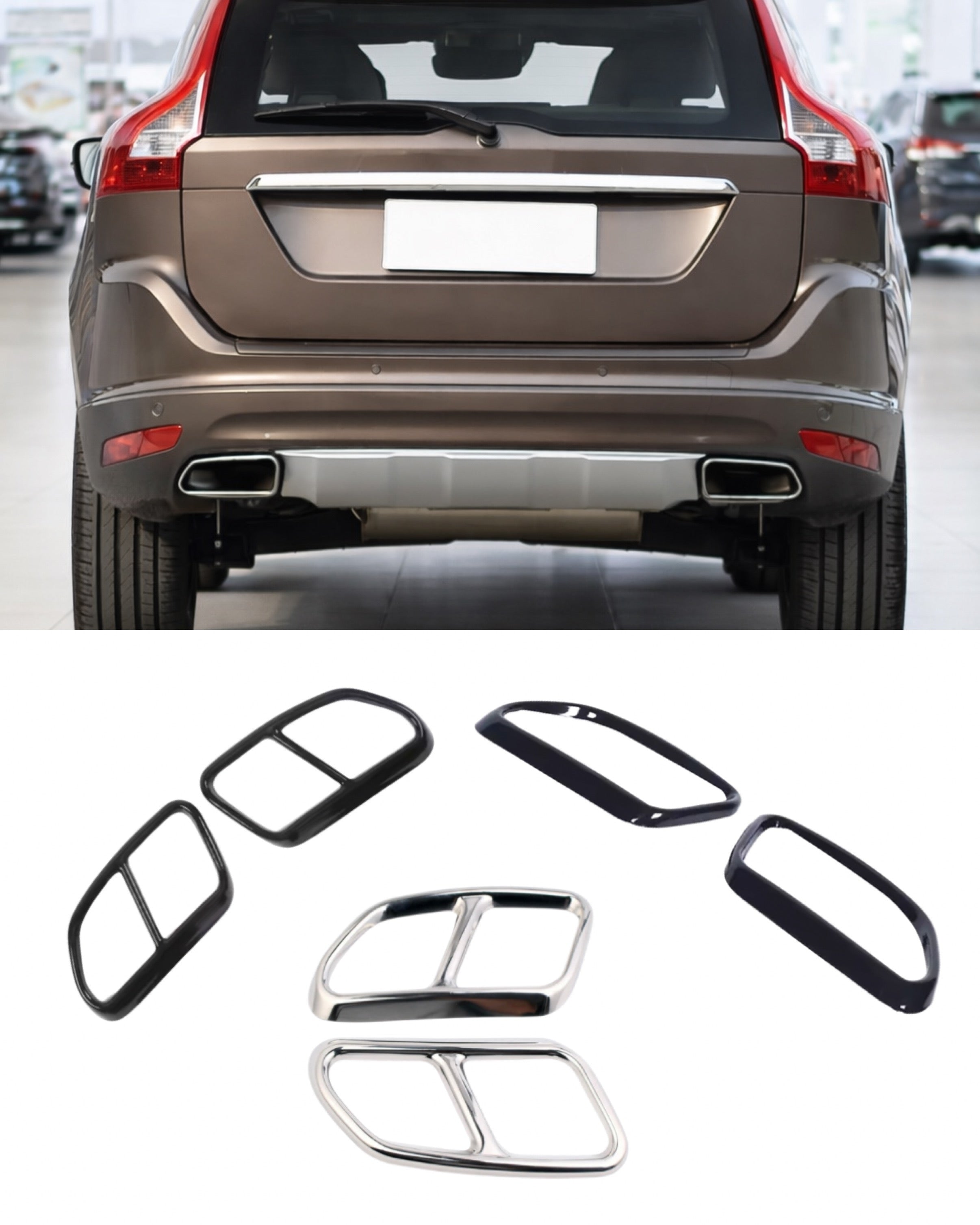 Volvo exhaust covers/trims for XC60 2014-2017 - Black/Chrome